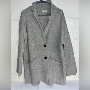 Madewell Women's Sz. M Grey Merino Wool Long Line Cardigan Sweater